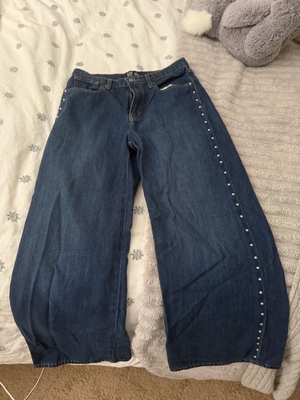 GAP Dark Blue Wide-Leg Jeans with Side Studs